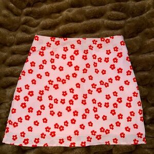 SHEIN Red Floral Mini Skirt